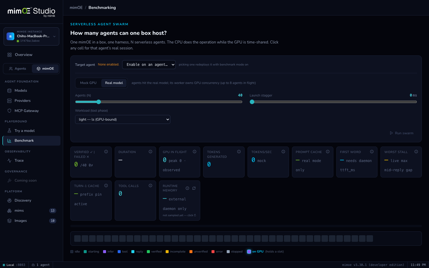 Benchmark swarm view